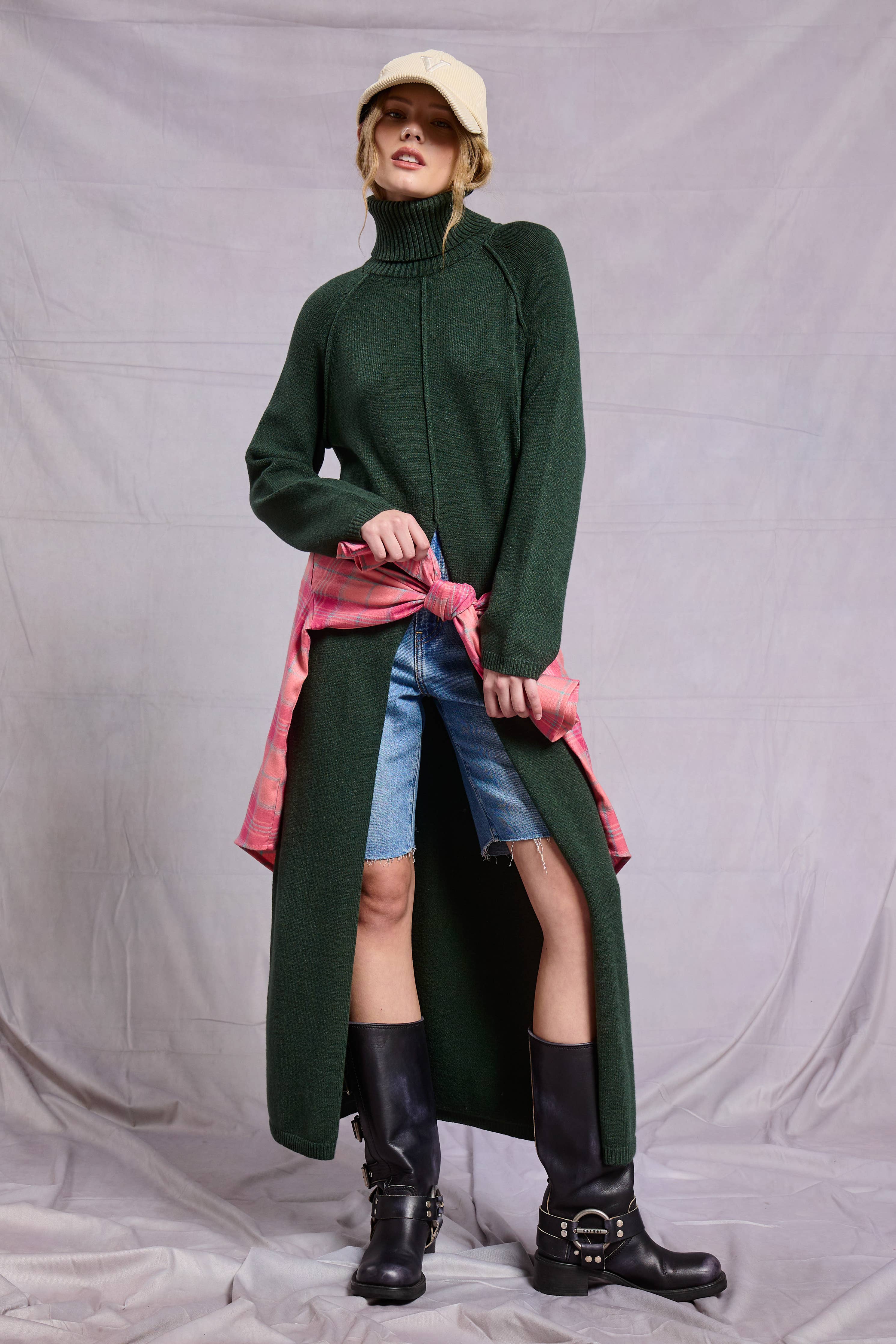 Vale Ribbed Turtleneck Tunic Sweater