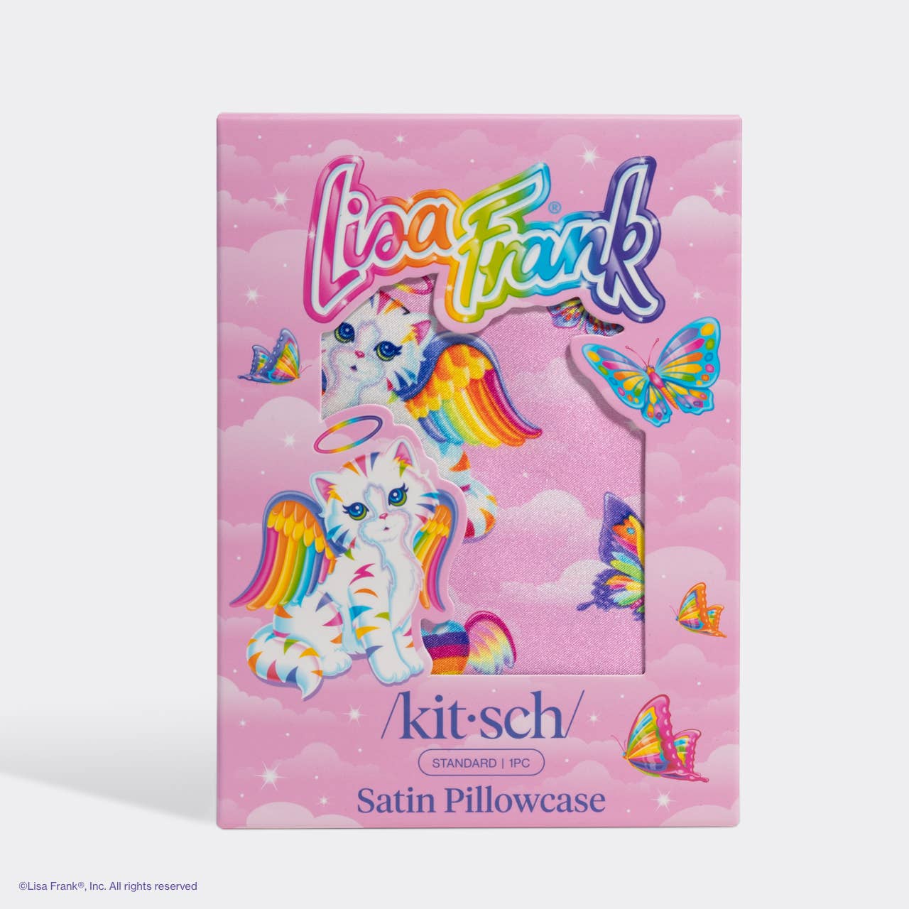 KITSCH Lisa Frank x Kitsch Standard Satin Pillowcase - Angel Kitty™