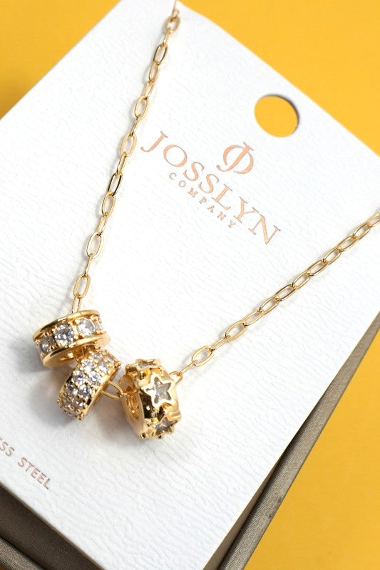 Stars Triple Barrel Necklace