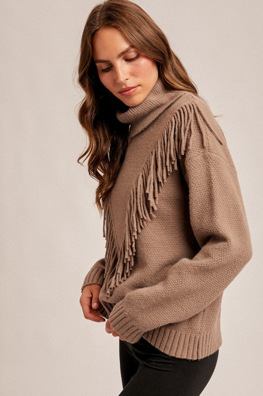 Clint Fringe Mock Sweater