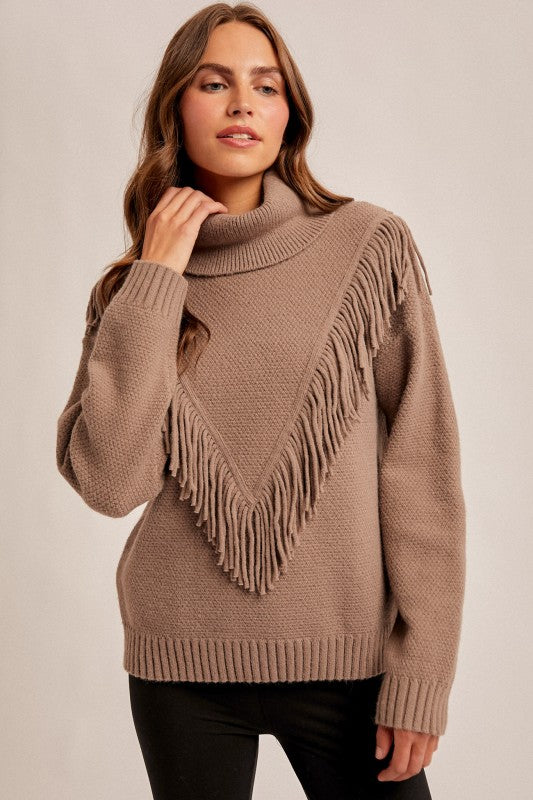 Clint Fringe Mock Sweater