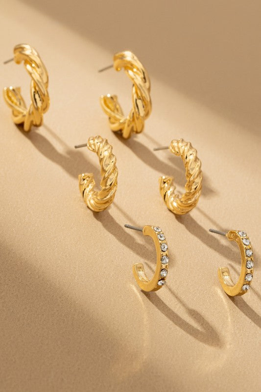 Gia Gold Hoop Earring Set