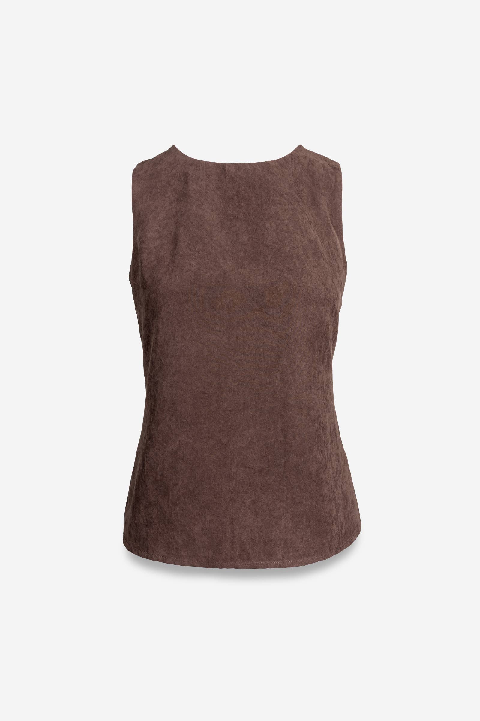 Moll Chocolate High Neck Soft Sleeveless Top