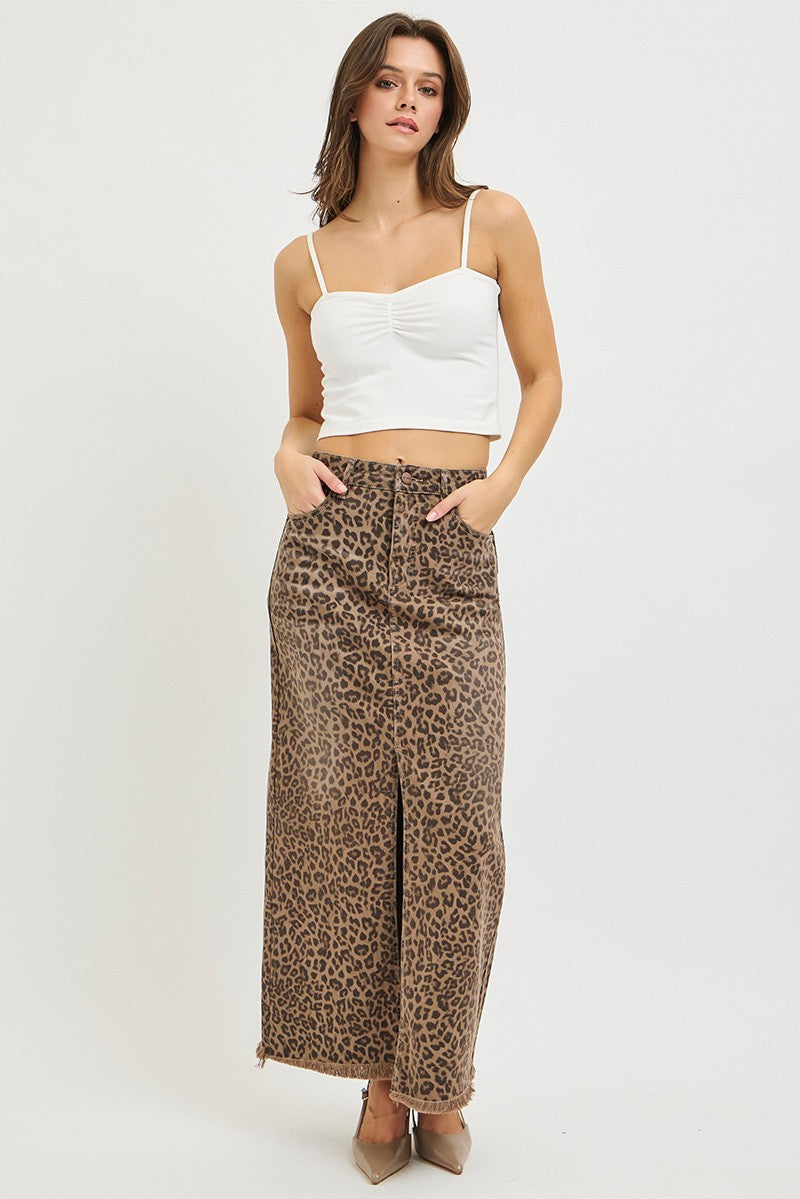 Risen Penelope Leopard Midi Skirt