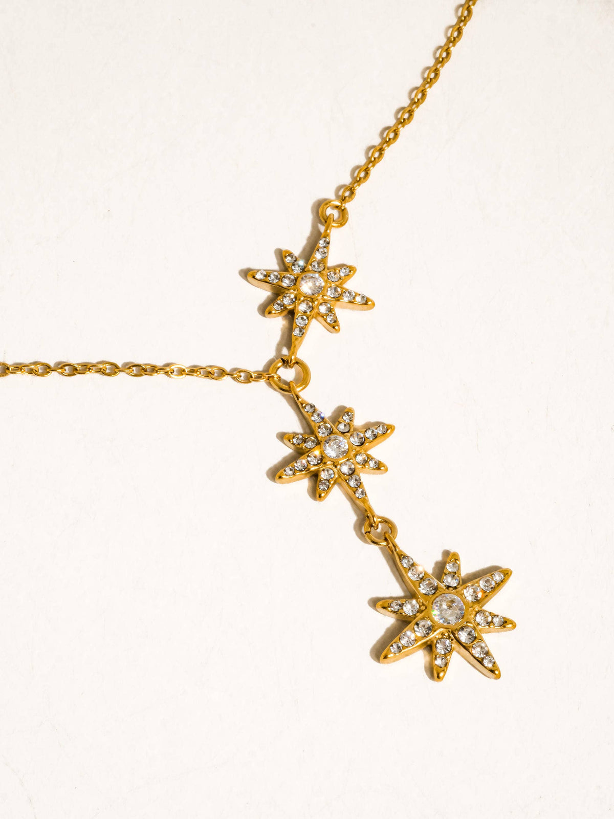 Flânerie by MAIQ Clary 18K Gold Non-Tarnish CZ Starburst Drop Necklace