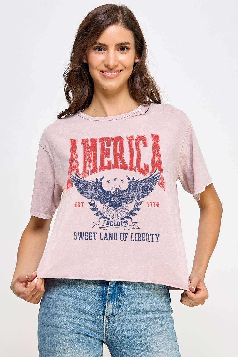 America Sweet Land Of Liberty Mineral Washed T-Shirt