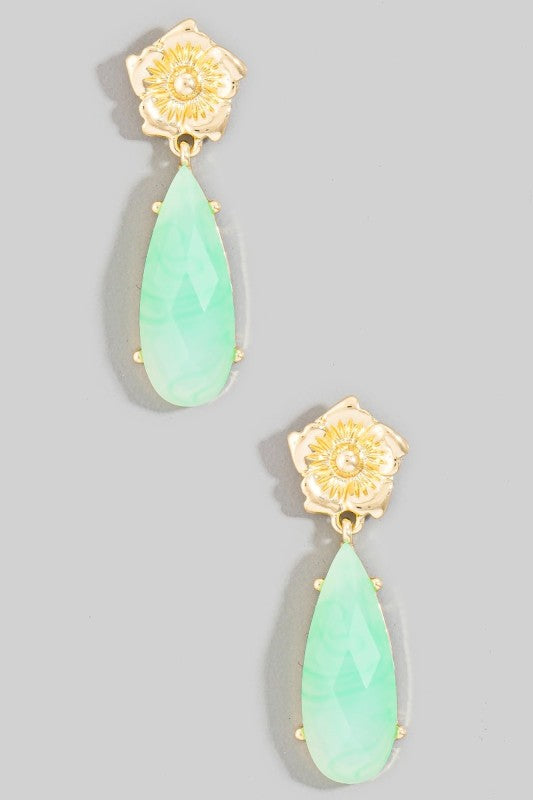 Jyster Gem Flower Drop Earrings