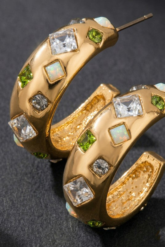 Burris Gem Stone Hoop Earrings