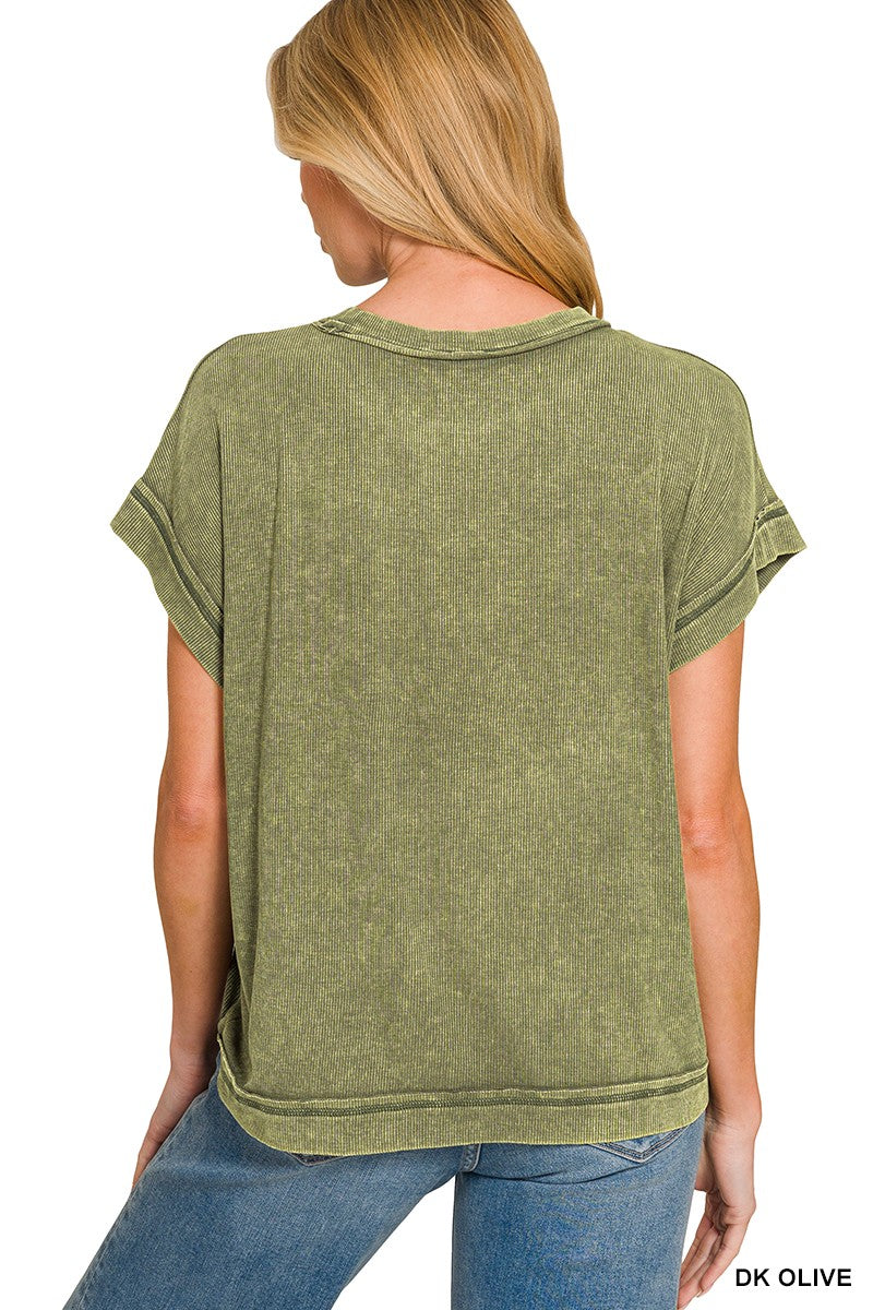 Gavin Ribbed Acid Wash Top