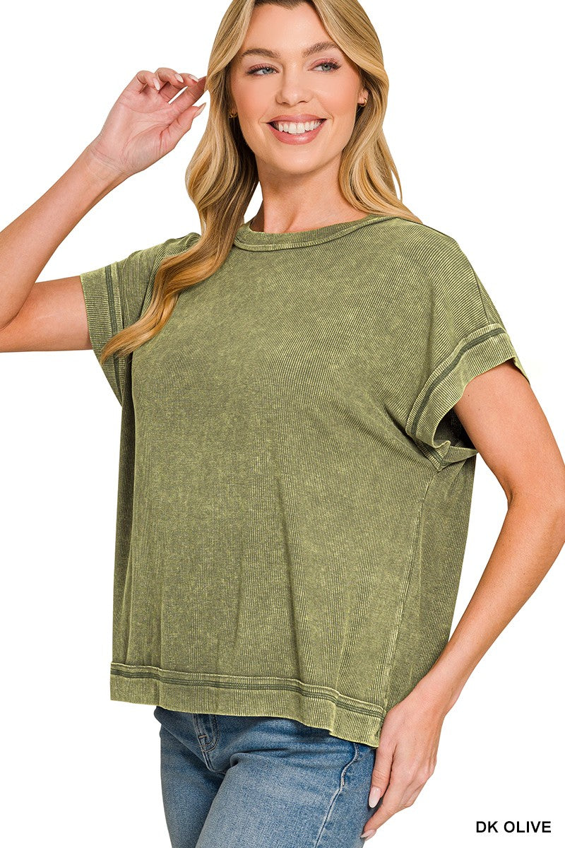 Gavin Ribbed Acid Wash Top