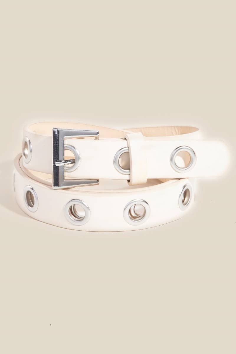 Vara Simple Grommet Vegan Leather Belt