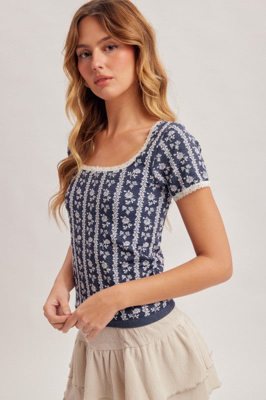 Hentrietta Floral Knit Top PREORDER