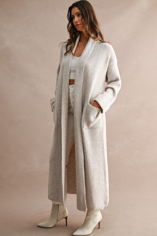 Gracelyn Ribbed Maxi Sweater Cardigan Coat PREORDER