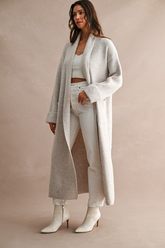 Gracelyn Ribbed Maxi Sweater Cardigan Coat PREORDER