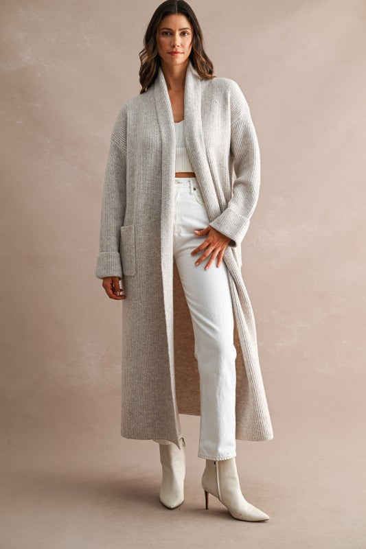 Gracelyn Ribbed Maxi Sweater Cardigan Coat PREORDER