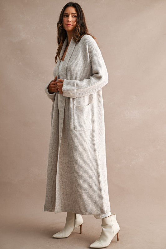 Gracelyn Ribbed Maxi Sweater Cardigan Coat PREORDER