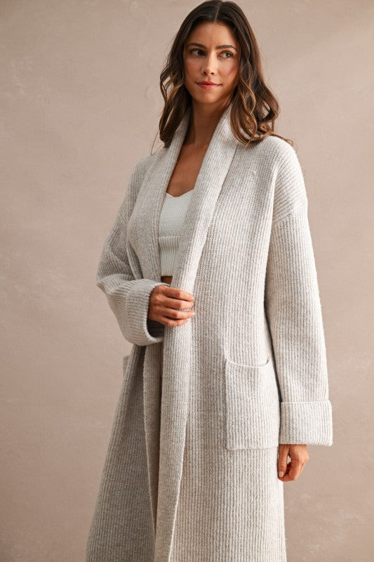 Gracelyn Ribbed Maxi Sweater Cardigan Coat PREORDER