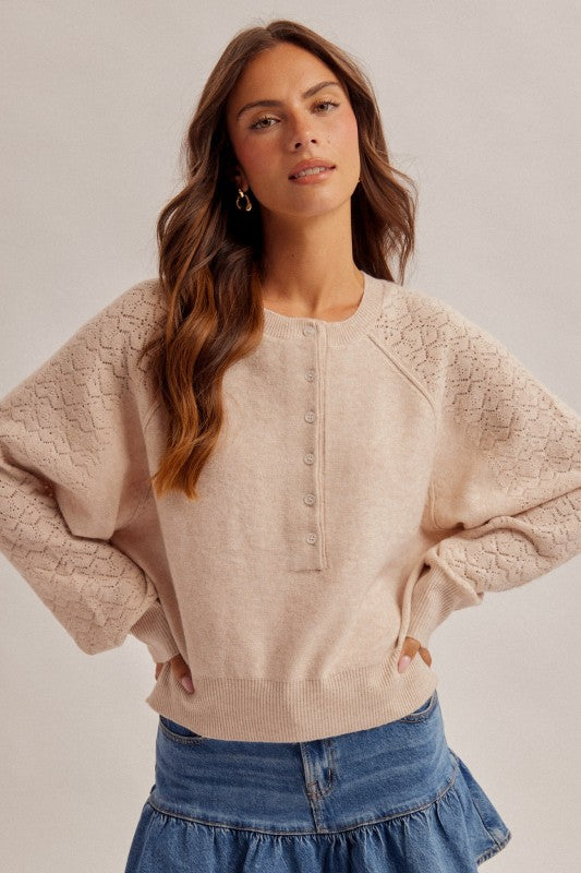 Holmes Lace Texture Henley Top PREORDER