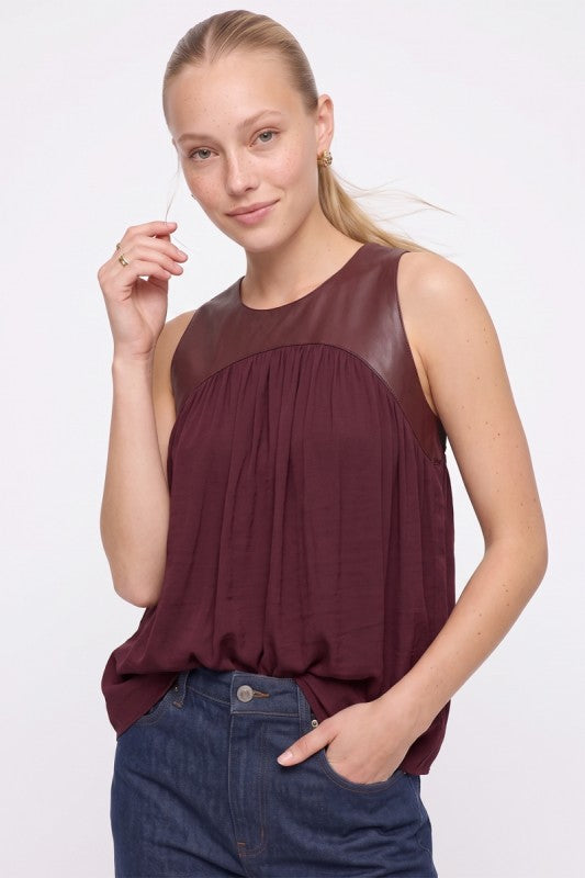 Chesdan Faux Leather Tank Top