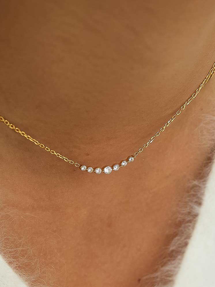 Flânerie by MAIQ 18K Gold Non-Tarnish Crystal Station Chain Necklace