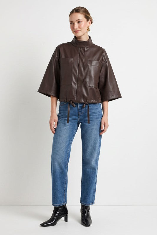 Galvin Faux Leather Cape Jacket