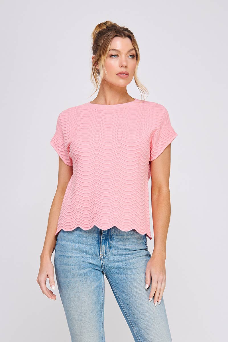 Toni Scallop Knit Top PREORDER