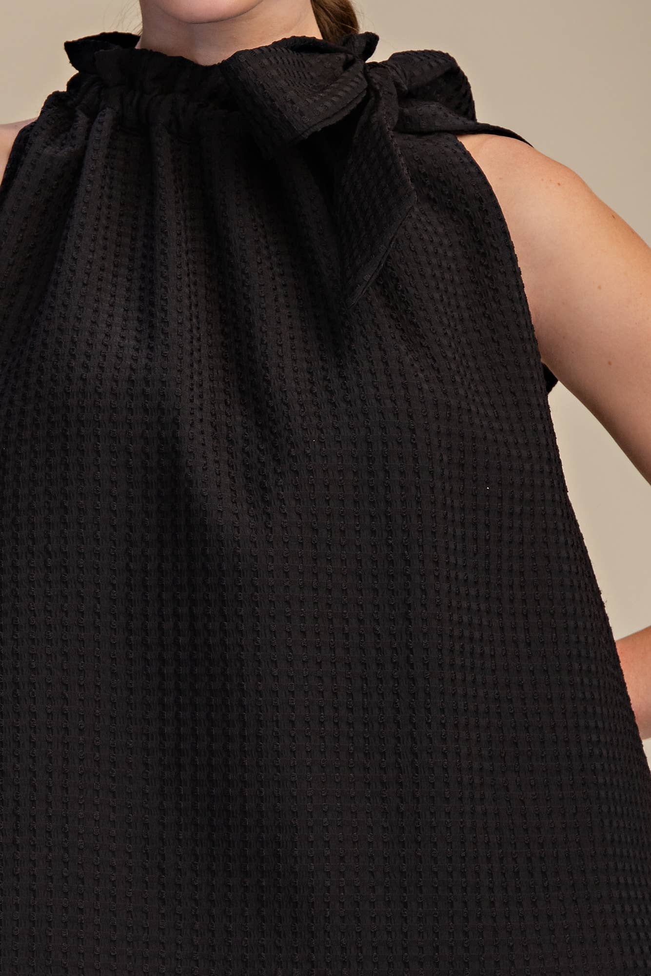 Mel Ruffle Neck Tie Sleeveless Top