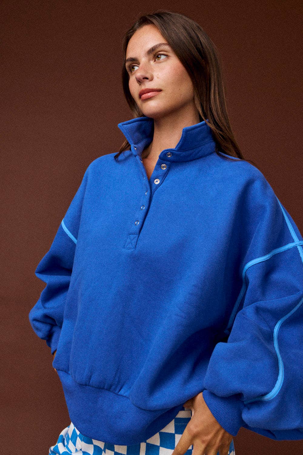 Alexa Contrast Piping Pullover