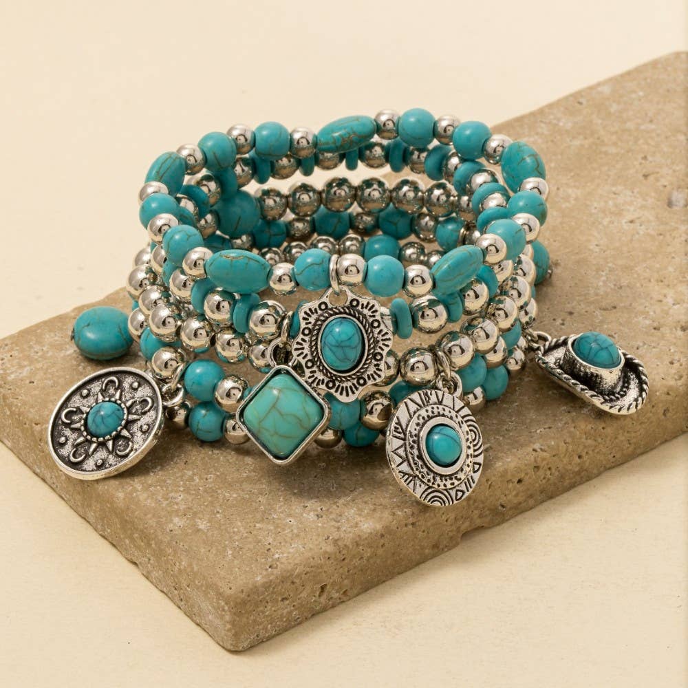 Bart Turquoise Western Charms Beaded Bracelet Set