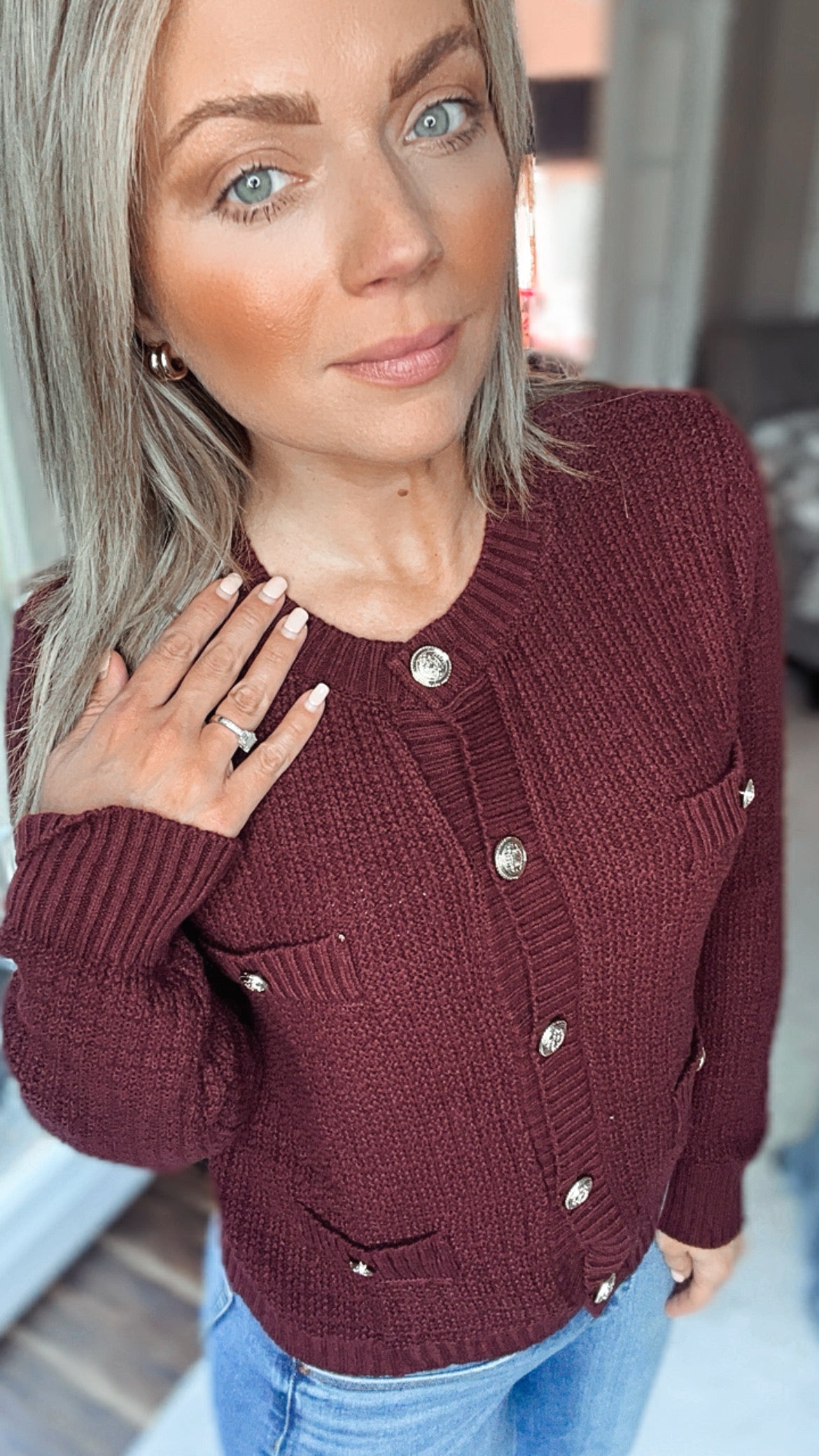 Sonia Button Cardigan-LARGE ONLY! FINAL SALE