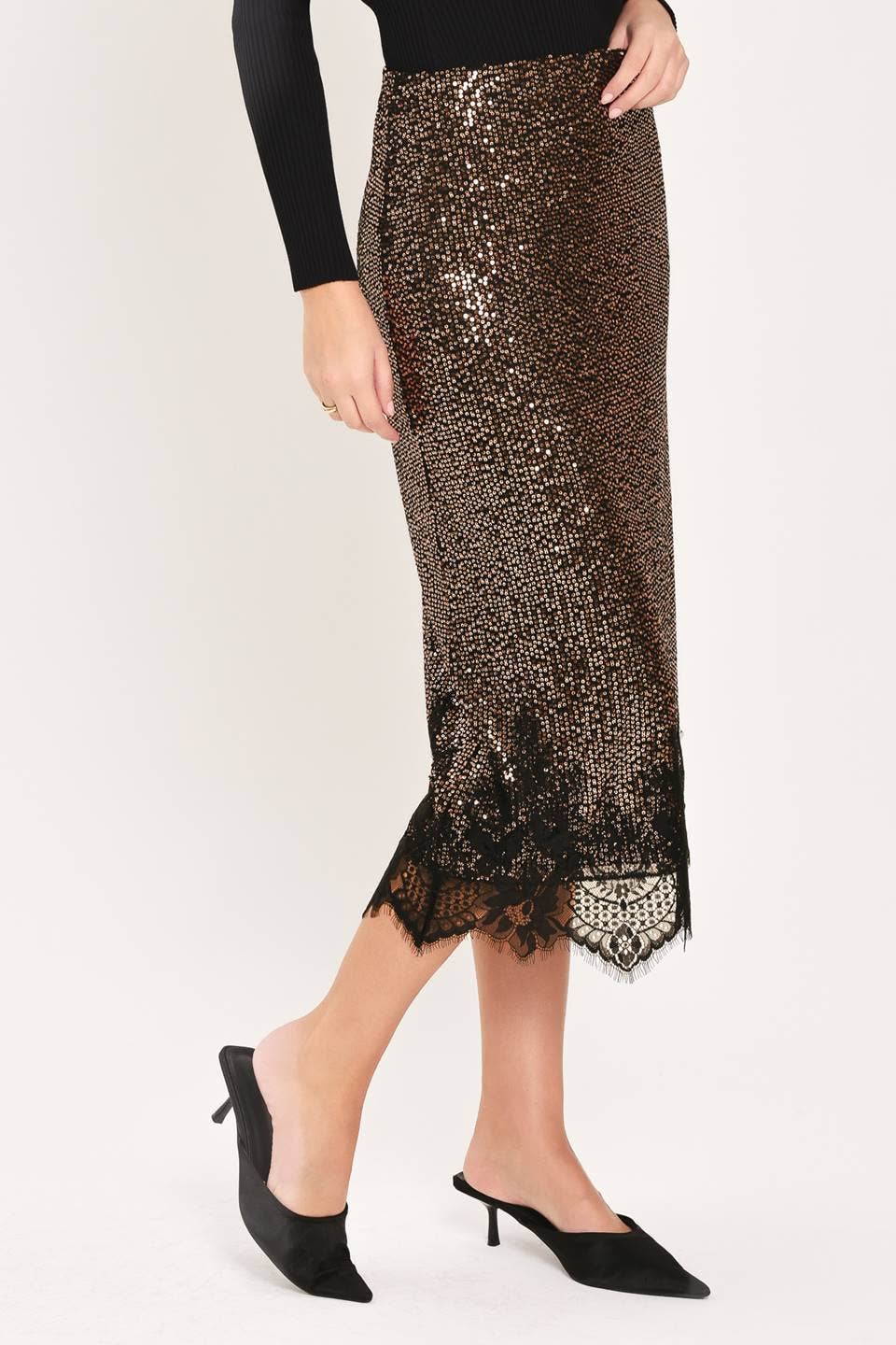 Blythe Sequin Lace Midi Skirt
