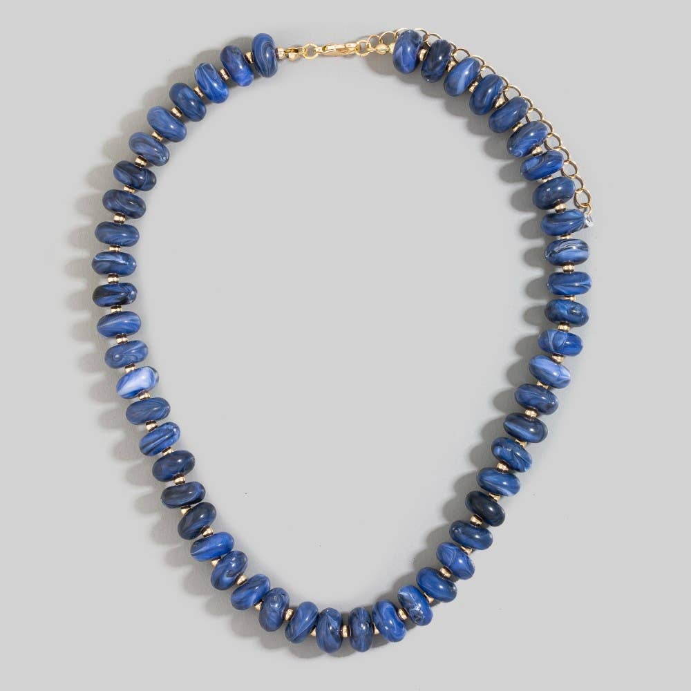 Marble Resin Disc Beaded Necklace