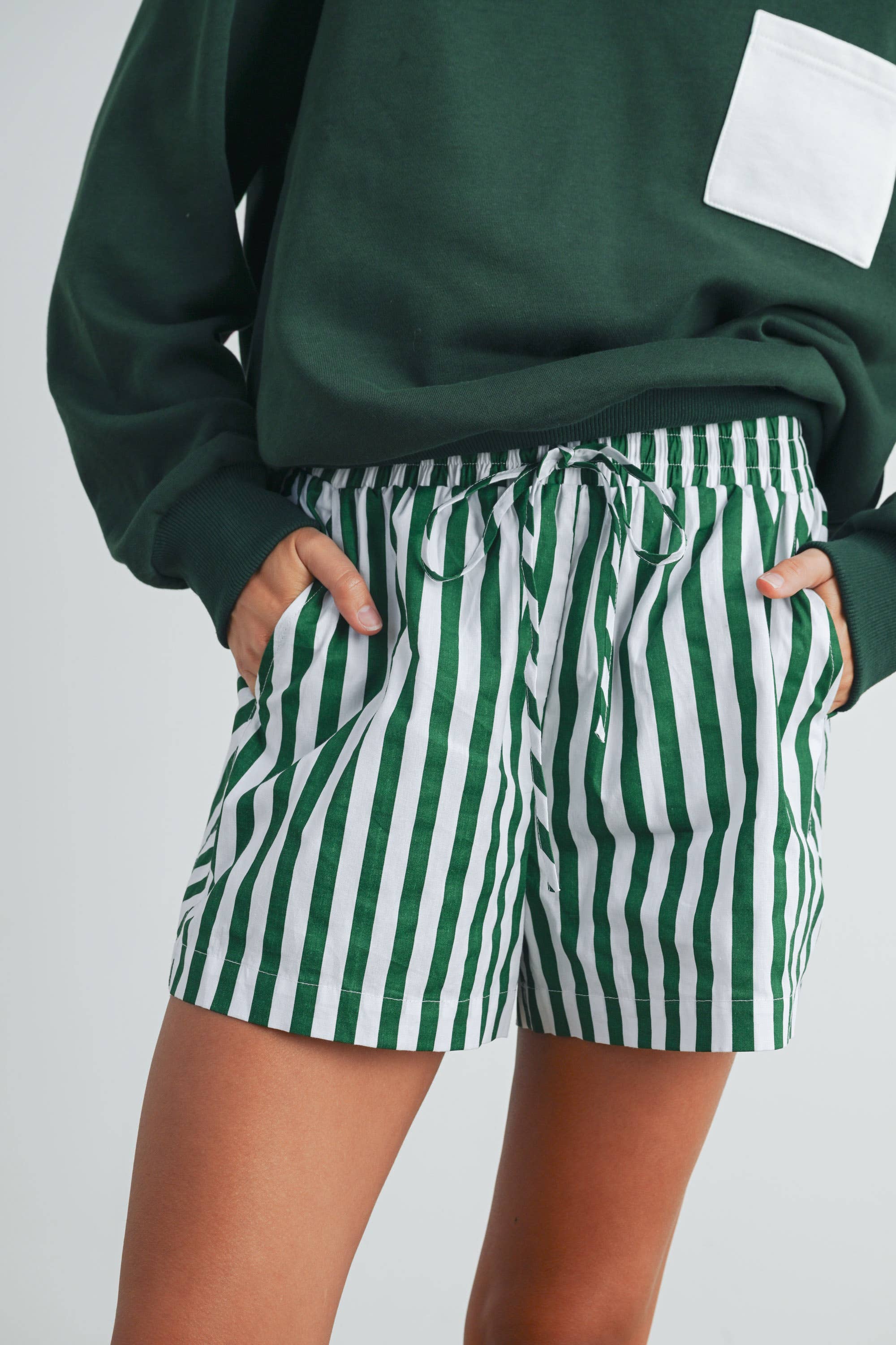 Mulligan Striped Drawstring Pocket Boxer Shorts FINAL SALE