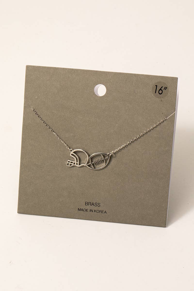 Game Day Football And Helmet Pendant Necklace