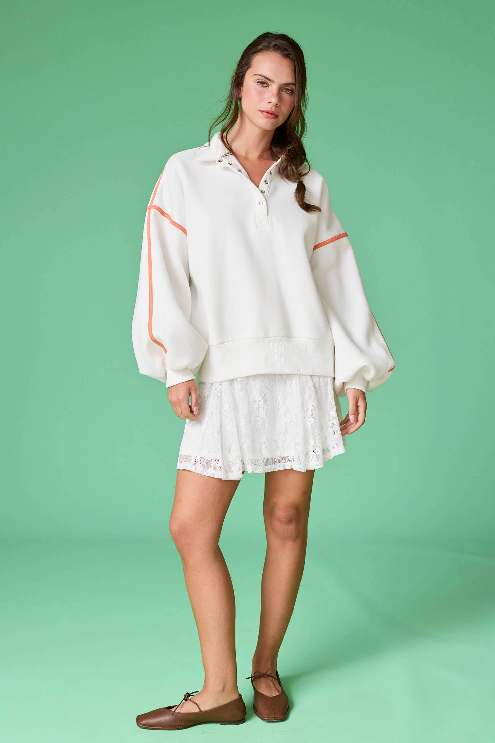 Alexa Contrast Piping Pullover