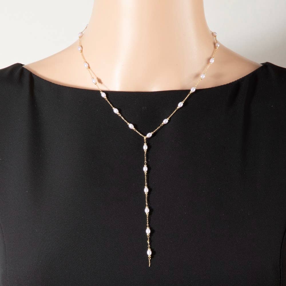Asher Pearl Station Lariat Y-Necklace