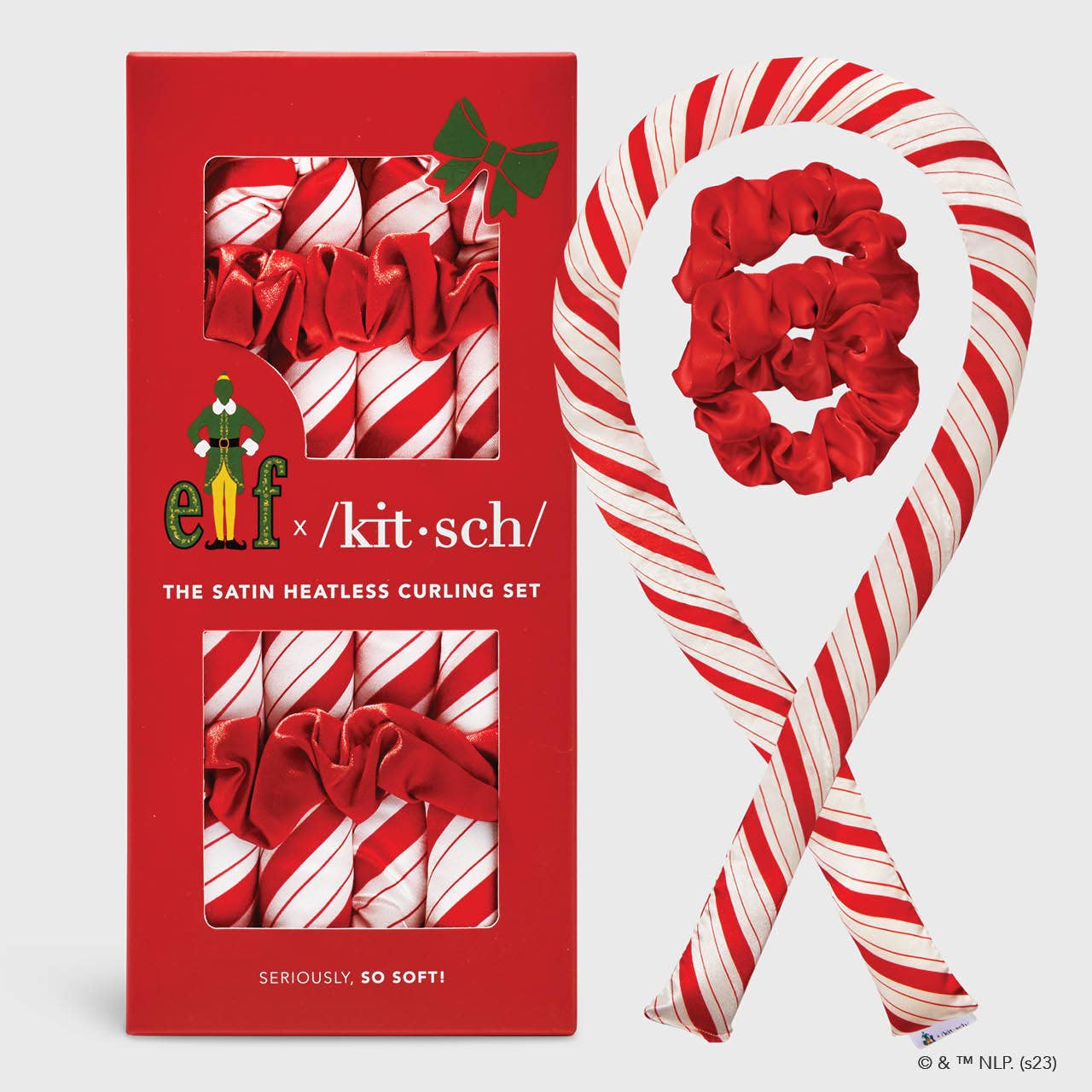 KITSCH Elf x kitsch Satin Heatless Set- Candy Cane