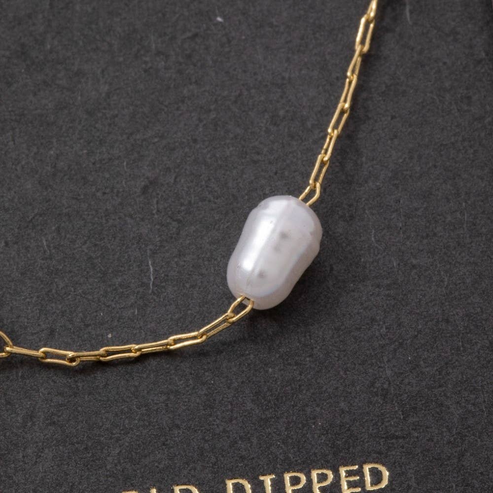 Aulei 14K Gold Dipped Pearl Paperclip Chain Necklace