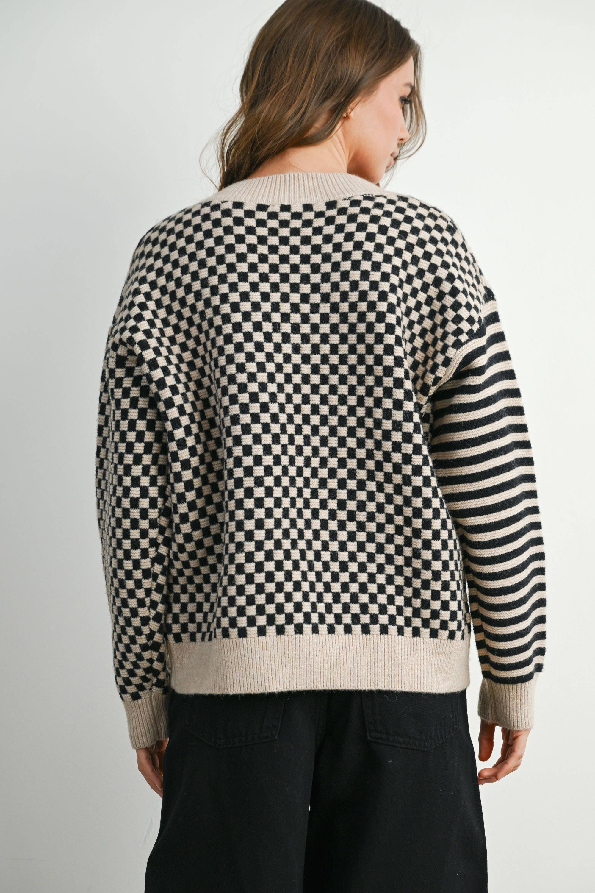 Frenchy Checker Pattern Sweater