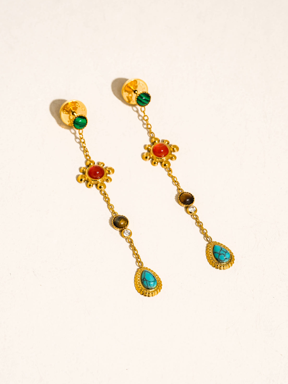 Flânerie by MAIQ Bellevie 18K Gold Non-Tarnish Boho Gemstone Drop Earrings