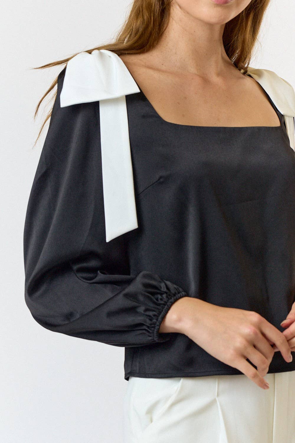 Lulu Bow Shoulder Top -Large Only! FINAL SALE
