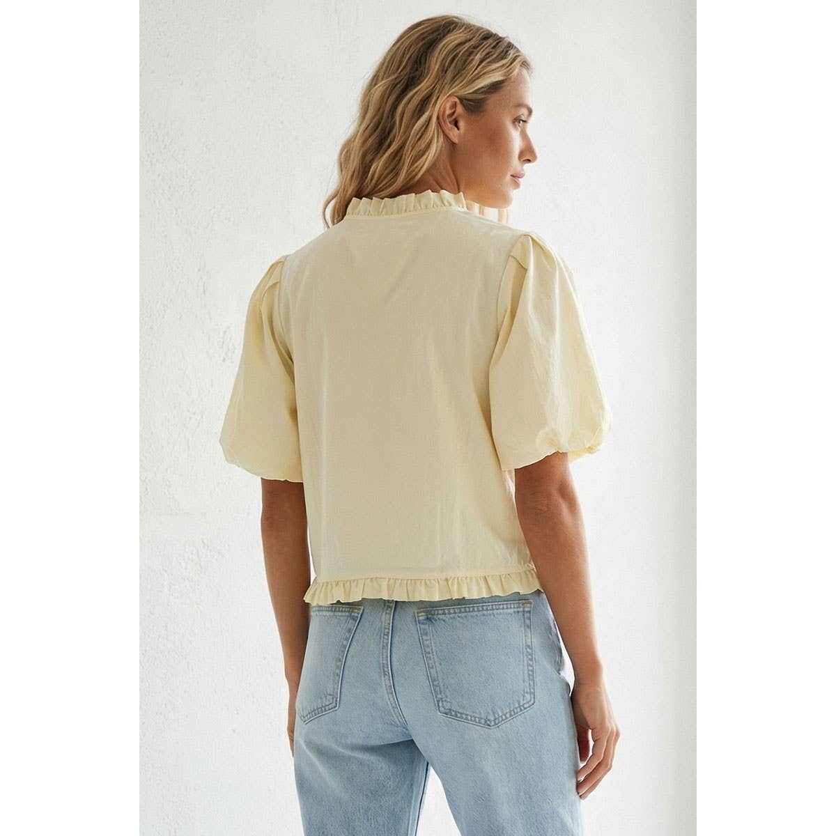 Raya Ruffle Detail Bubble Sleeve Top
