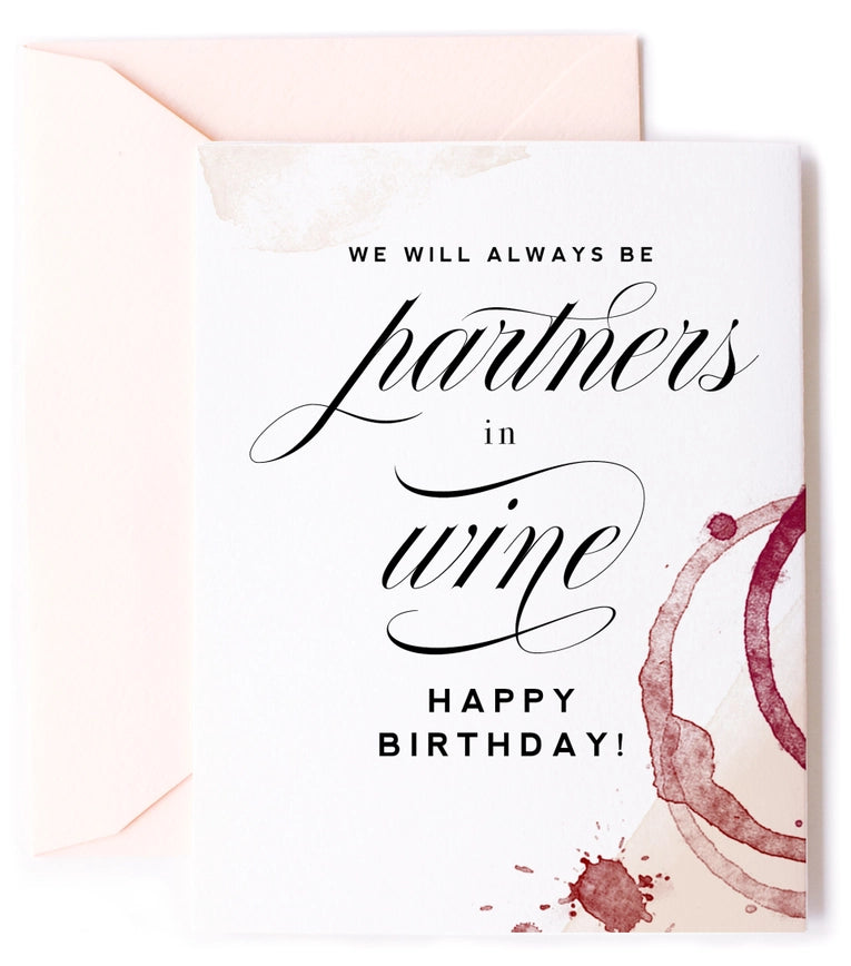 Partners in Wine Birthday Greeting Card