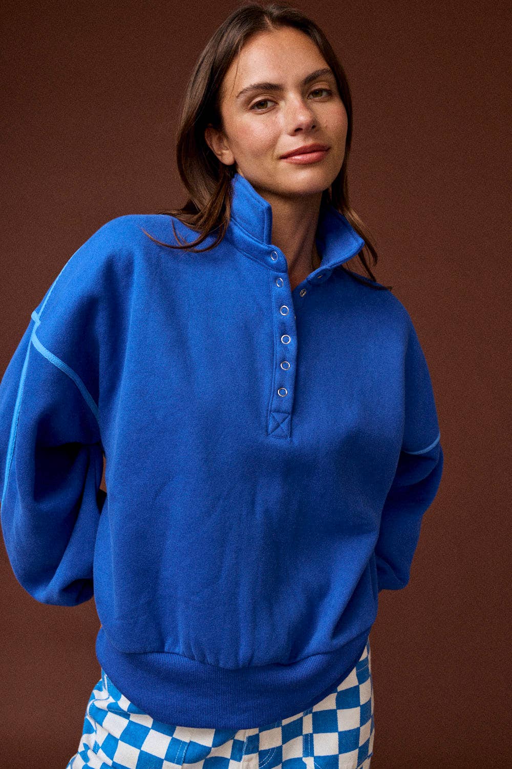 Alexa Contrast Piping Pullover
