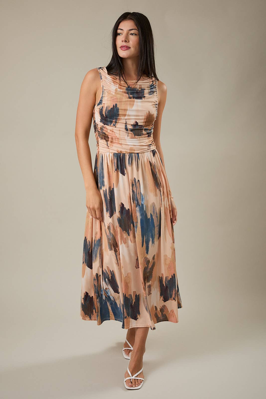 small print midi dresses JAKANYQ Women Dress Summer Midi Dress Small Petite Floral Print Short Sleeve Temperament High Waist Pleated Swing Dresses With Belt Female Cozy Vacation Swing Flowy Bohemian Chic Sundress