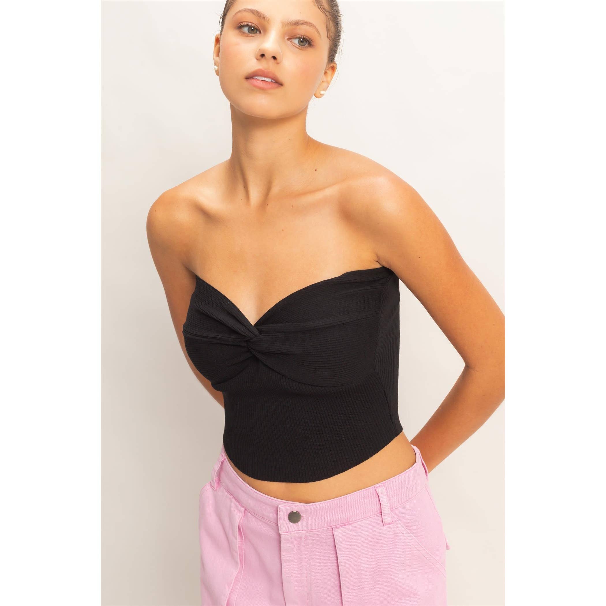 Ream Ribbed Knot Bustier Top