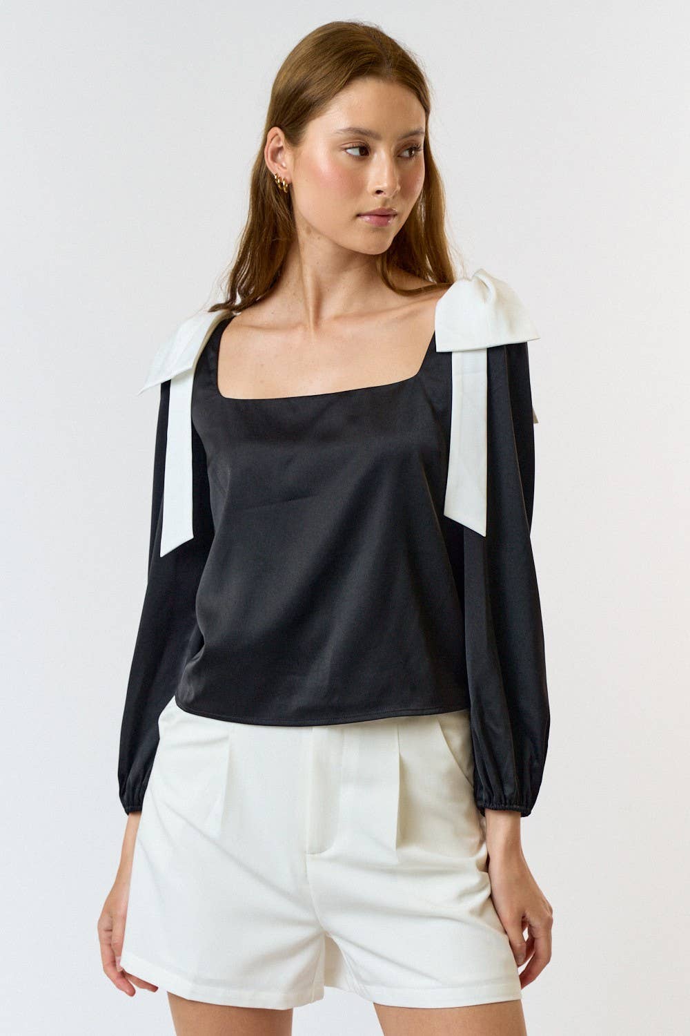 Lulu Bow Shoulder Top -Large Only! FINAL SALE