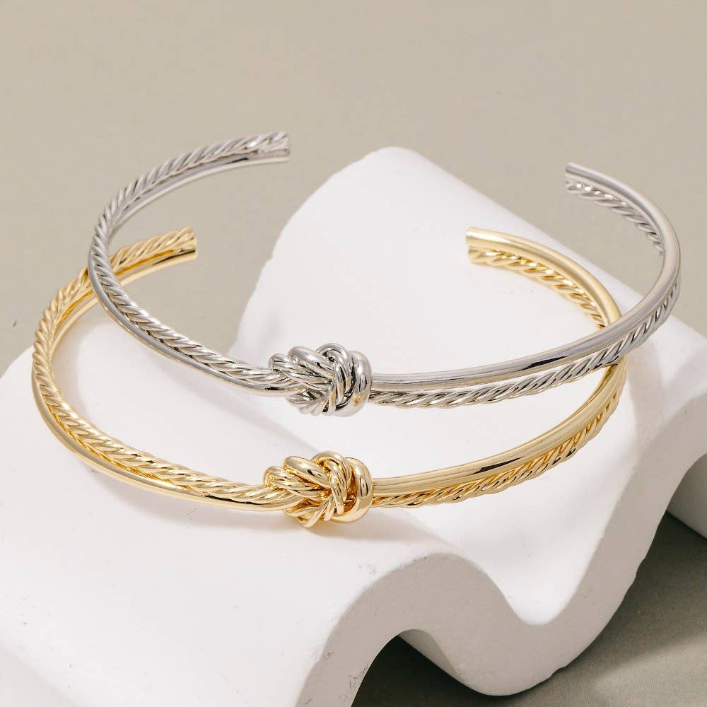 Rota Wire Smooth Rope Knot Open Cuff Bracelet (2 Colors!)