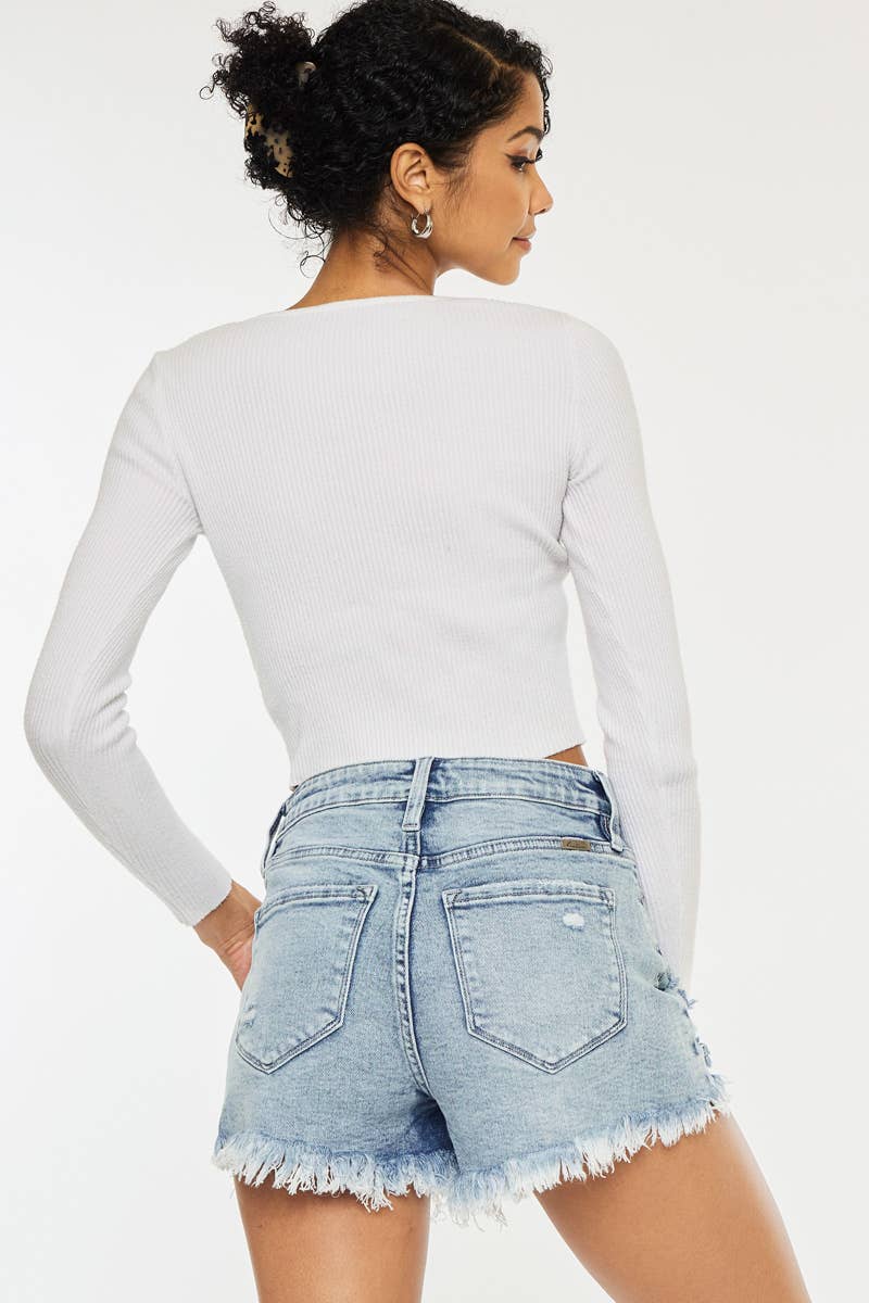 KanCan Hollie High Rise Fray Shorts LARGE ONLY! FINAL SALE