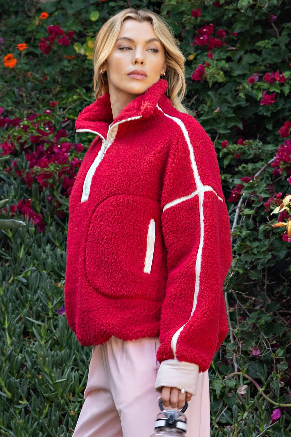 Yolanda Sherpa Mock Quarter Zip Jacket